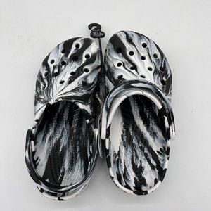 Crocs Unisex Classic Marbled Tie-Dye Clog White/Black, 4 Men / 6 Women US NEW